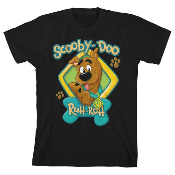 Scooby Doo Baby Ruh-Roh Toddler Boy's Black Short Sleeve Graphic Tee Shirt-3T