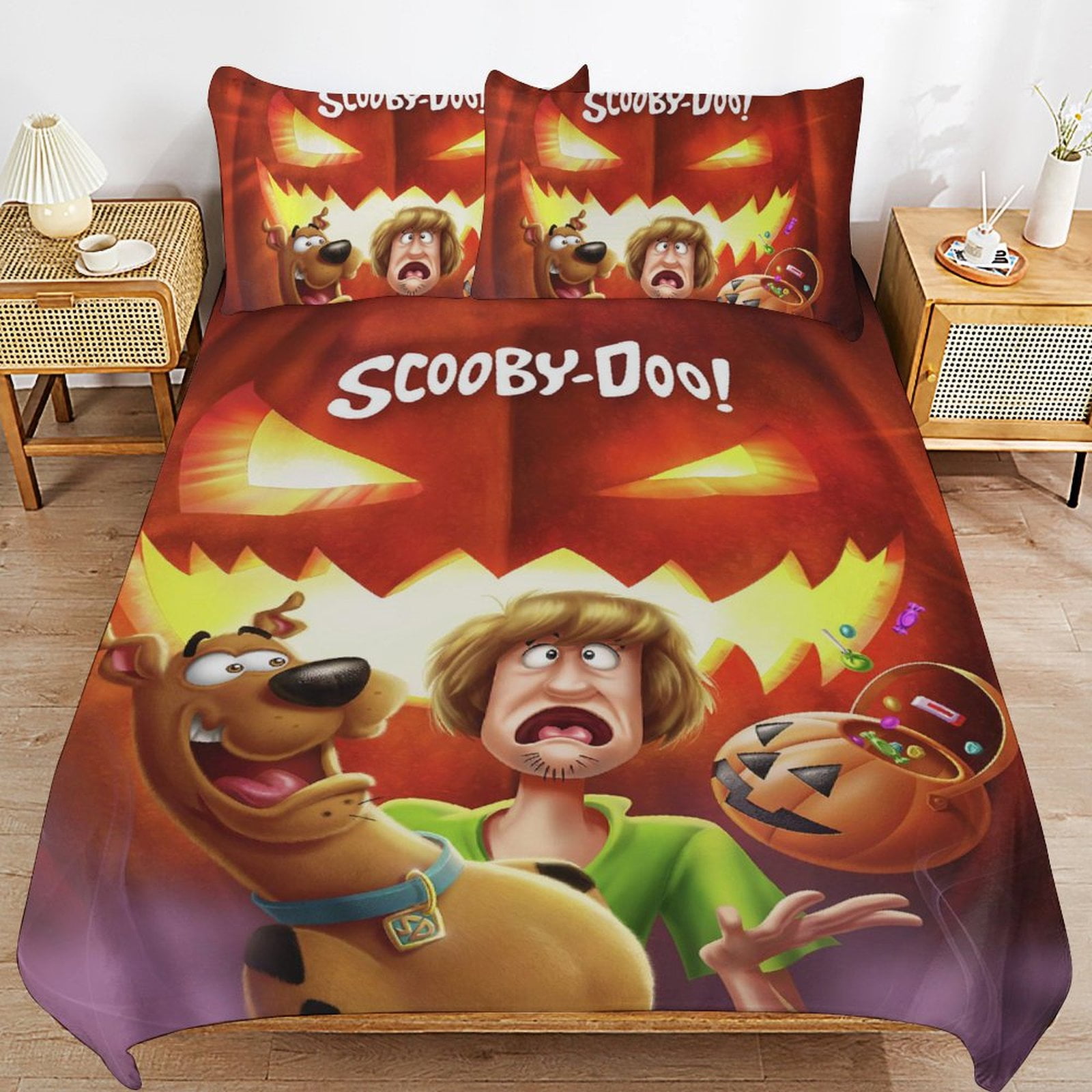 アメリカアニメキャラクター　スクービードゥー 肌掛け布団 Scooby Doo Bedding Set Anime Bedding Set Cartoon Duvet Cover Set