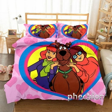 Scooby-Doo Bedding Three Piece Set Soft and Comfortable Bedding for Children and Adults two pillowcases and one quilt cover Christmas Gift