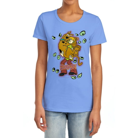 Scooby Doo Being Watched Women's T Shirt, Carolina Blue, Medium