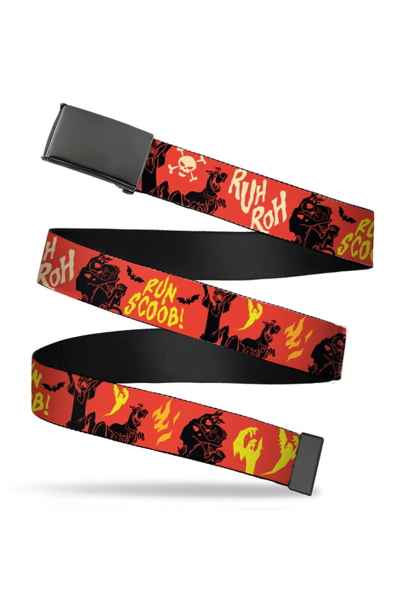 Adjustable Belt, Clamp Buckle, Cut-to-Fit, Scooby Doo and Shaggy Halloween Ruh Roh Orange