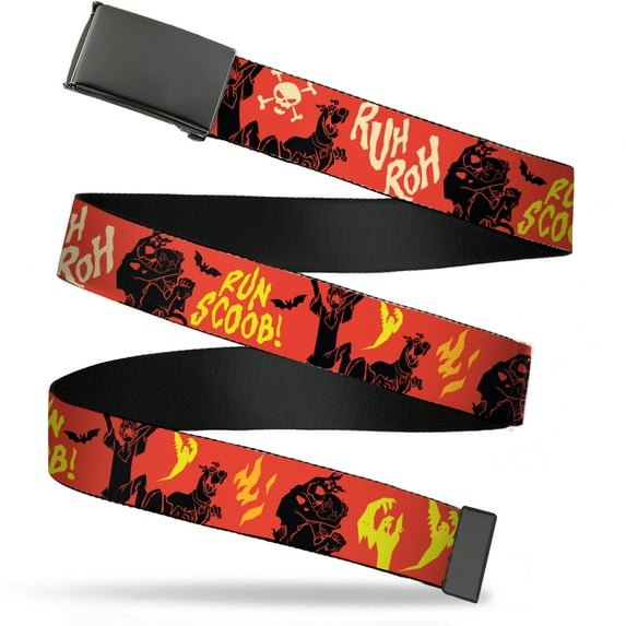 Adjustable Belt, Clamp Buckle, Cut-to-Fit, Scooby Doo and Shaggy Halloween Ruh Roh Orange