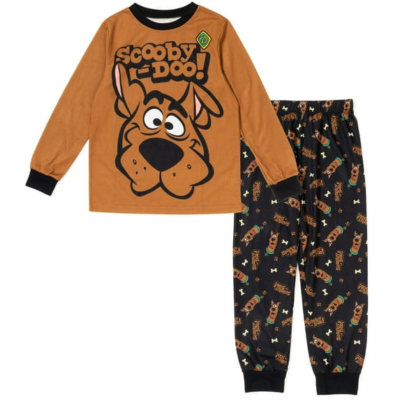 Scooby-Doo Big Boys Pajama Shirt & Pajama Pants Black / blue 10-12