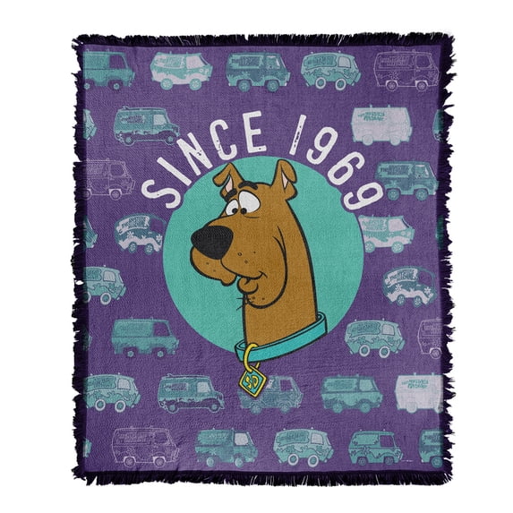 Scooby Doo! Blanket, 50"x60" Vintage Pattern Since 1969 Woven Tapestry Cotton Blend Fringed Throw Blanket