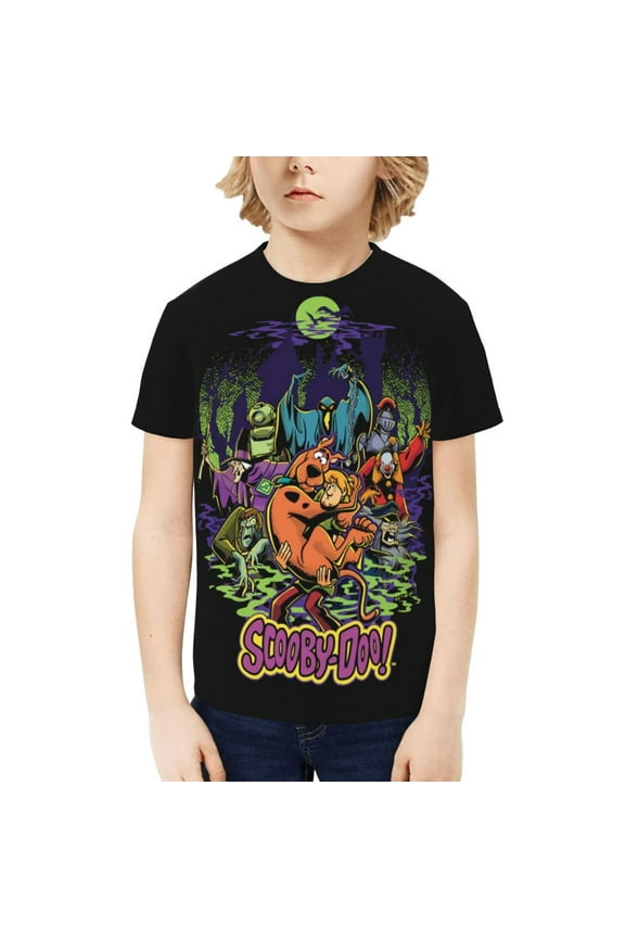 Scooby Doo Boys Girls T-Shirts Graphic Print Short Sleeve Tops Casual Crew Neck T-Shirt Streetwear for Youth Kids