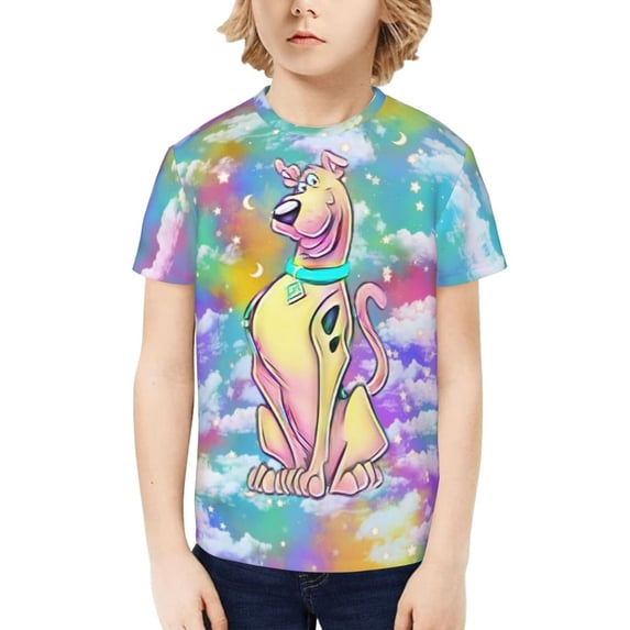 Scooby Doo Boys Girls T-Shirts Graphic Print Short Sleeve Tops Casual Crew Neck T-Shirt Streetwear for Youth Kids