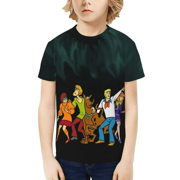 Scooby Doo Boys Girls T-Shirts Graphic Print Short Sleeve Tops Casual Crew Neck T-Shirt Streetwear for Youth Kids