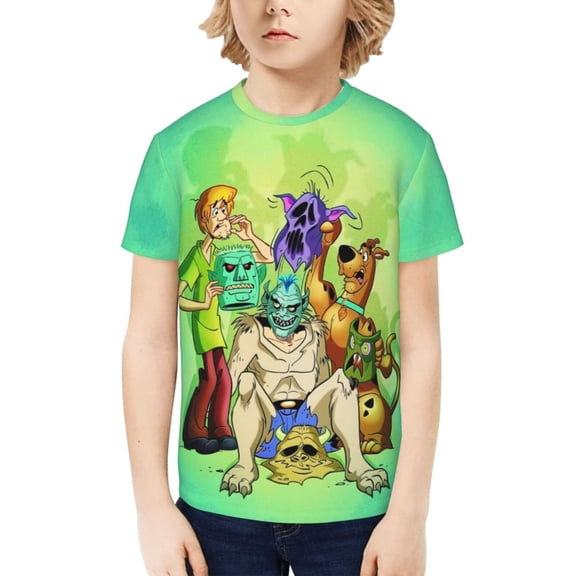 Scooby Doo Boys Girls T-Shirts Graphic Print Short Sleeve Tops Casual Crew Neck T-Shirt Streetwear for Youth Kids