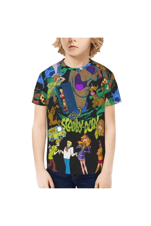 Scooby Doo Boys Girls T-Shirts Graphic Print Short Sleeve Tops Casual Crew Neck T-Shirt Streetwear for Youth Kids