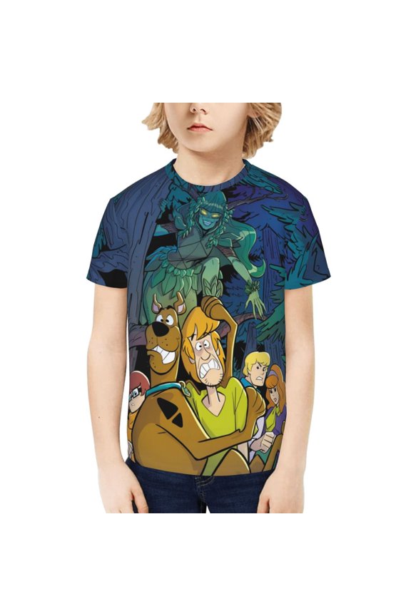 Scooby Doo Boys Girls T-Shirts Graphic Print Short Sleeve Tops Casual Crew Neck T-Shirt Streetwear for Youth Kids
