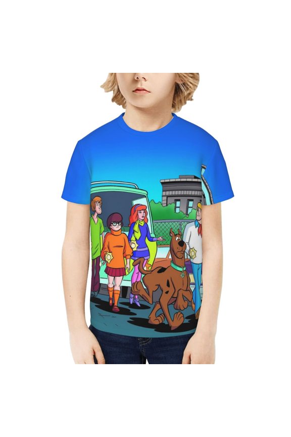 Scooby Doo Boys Girls T-Shirts Graphic Print Short Sleeve Tops Casual Crew Neck T-Shirt Streetwear for Youth Kids