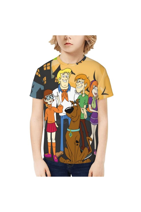 Scooby Doo Boys Girls T-Shirts Graphic Print Short Sleeve Tops Casual Crew Neck T-Shirt Streetwear for Youth Kids