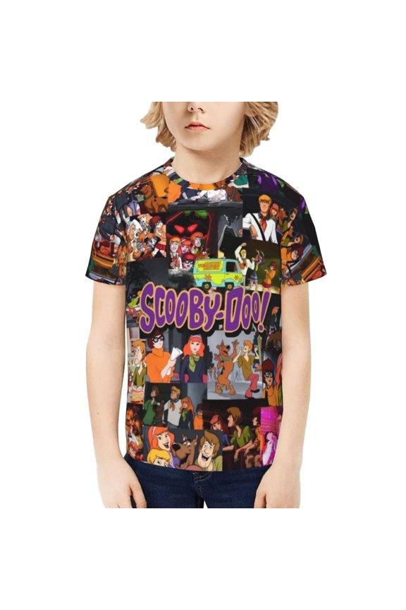 Scooby Doo Boys Girls T-Shirts Graphic Print Short Sleeve Tops Casual Crew Neck T-Shirt Streetwear for Youth Kids