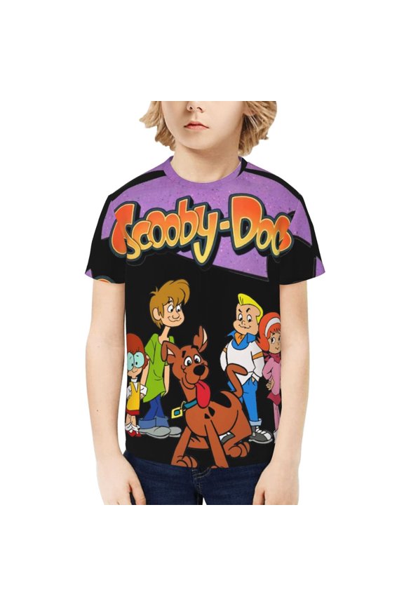 Scooby Doo Boys Girls T-Shirts Graphic Print Short Sleeve Tops Casual Crew Neck T-Shirt Streetwear for Youth Kids