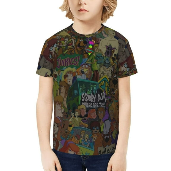 Scooby Doo Boys Girls T-Shirts Graphic Print Short Sleeve Tops Casual Crew Neck T-Shirt Streetwear for Youth Kids