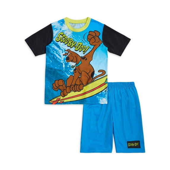 Scooby Doo Boys Surf Short Sleeve 2-piece Pajama Short Set, Sizes 4-12