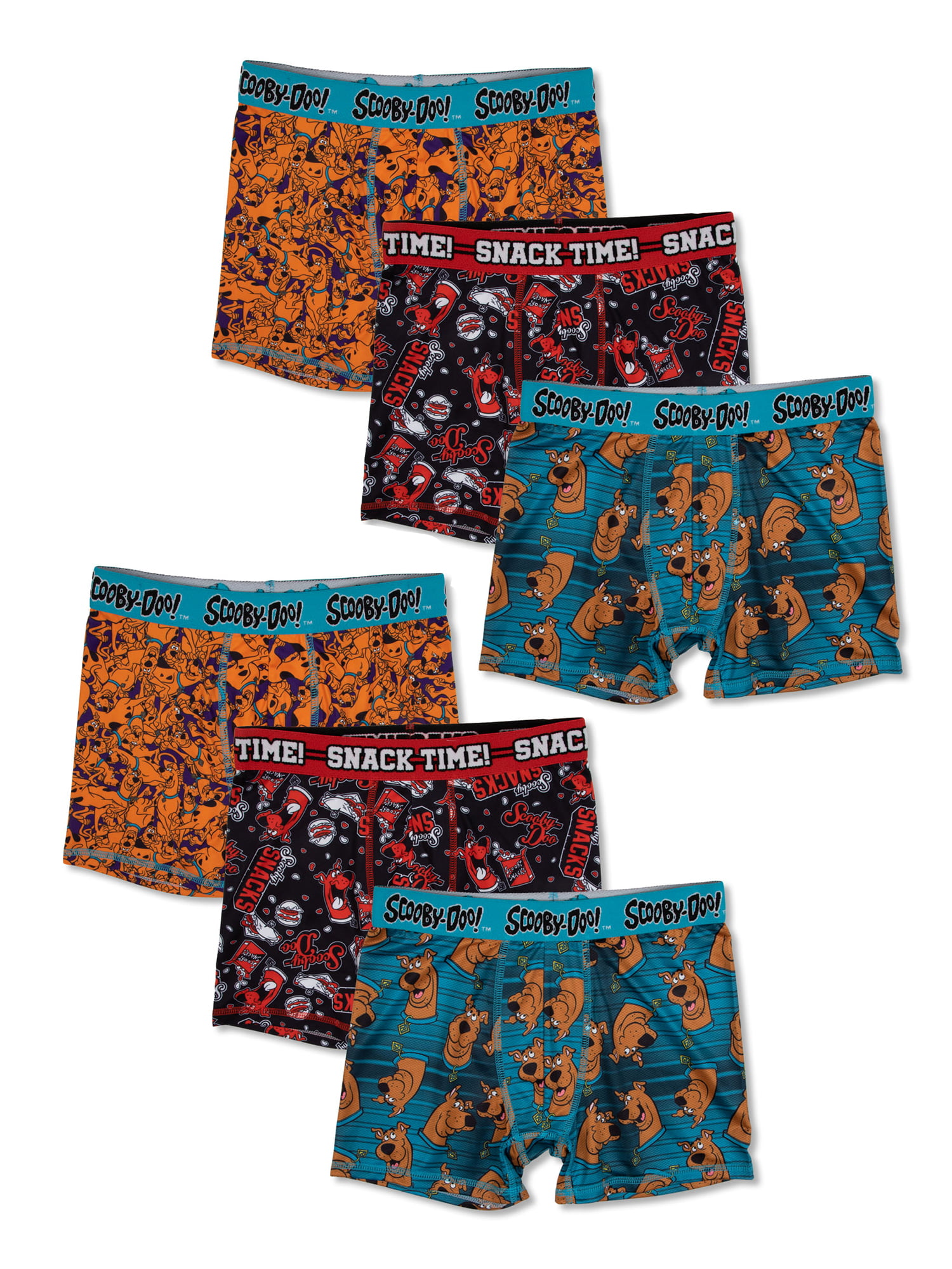 Scooby Doo Boys Underwear, 6 Pack Boxer Briefs Sizes 4 - 10