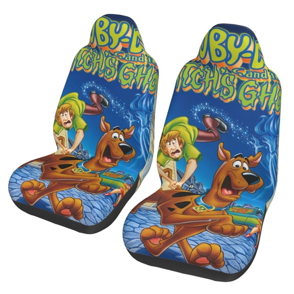 Scooby Doo Car Seat Cover Set of 2 Fashion Stretchy Front Seat Protector Universal Fit for Auto Truck SUV Van Sedan Car Interior Accessory Decoration