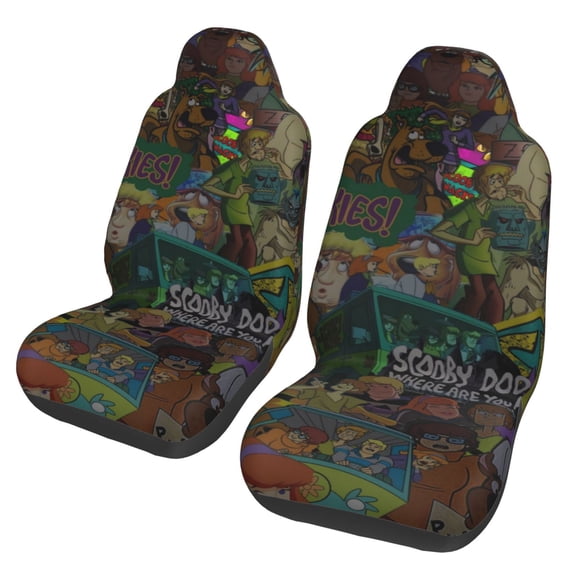 Scooby Doo Car Seat Cover Set of 2 Fashion Stretchy Front Seat Protector Universal Fit for Auto Truck SUV Van Sedan Car Interior Accessory Decoration