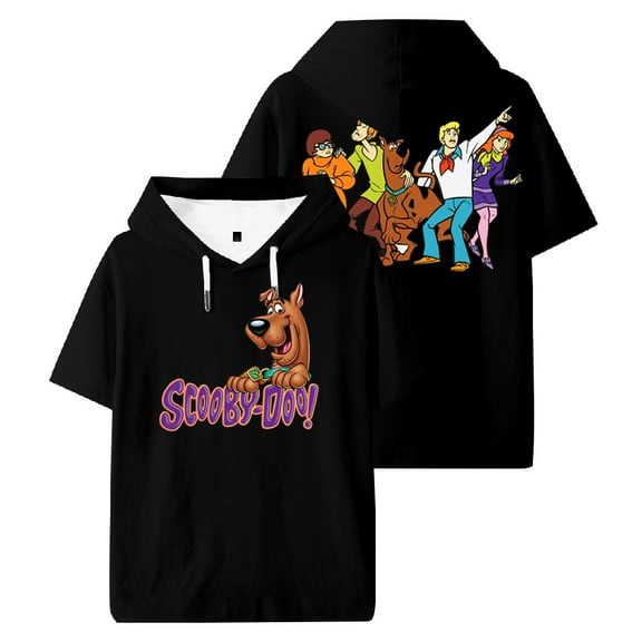 Scooby Doo Cartoon Hooded T-shirt Short Sleeve Sport Gym Streetwear Women Men Outdoor Sportwear