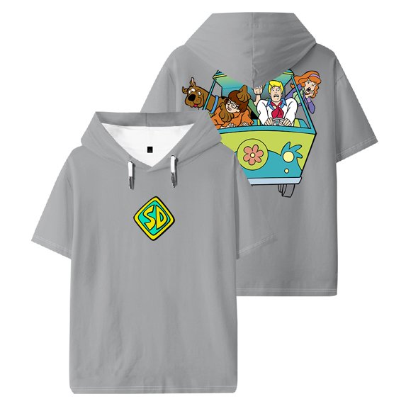 Scooby Doo Cartoon Hooded T-shirt Short Sleeve Sport Gym Tee Women Men Outdoor Sportwear