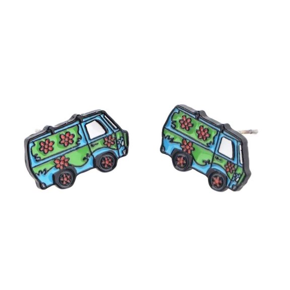 Scooby Doo Cartoon Mystery Machine Van Metal Stud Earrings