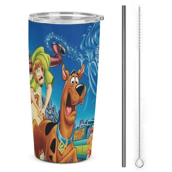 Scooby Doo Cartoon Stainless Steel Car Cup Thermal Vacuum Insulation Mug Gift Thermos Cup With Lid And Straw