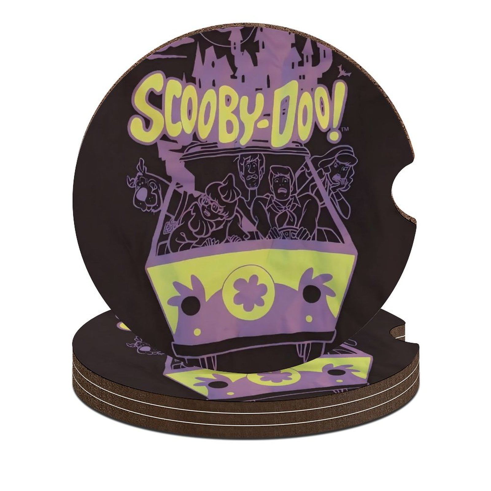 Scooby-Doo Cartoon car coaster with finger notches and cork base car ...