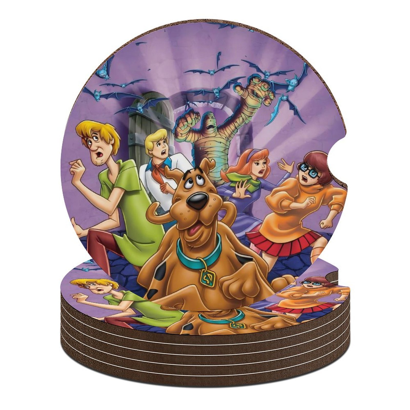 Scooby-Doo Cartoon car coaster with finger notches and cork base car ...