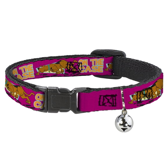 Scooby Doo Cat Collar, Breakaway Collar with Bell, Scooby Doo On the Case Sniffing Pose Pink, 8.5 to 12 Inches 0.5 Inch Wide