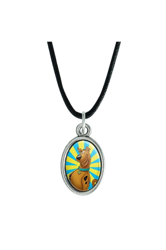 Scooby-Doo Character Antiqued Oval Charm Pendant with Black Satin Cord