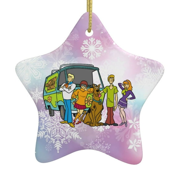 Scooby Doo Characters Christmas Ornaments Ceramic Star Christmas Tree Hanging Home Decoration Xmas Souvenirs Pendant Gift