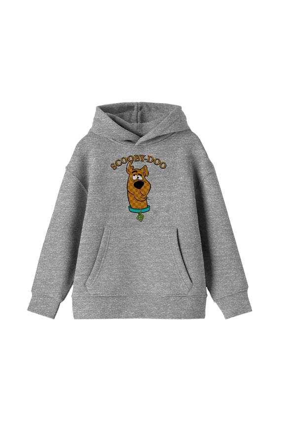 Scooby Doo Checkerboard Pup Youth Athletic Heather Sweatshirt-Small