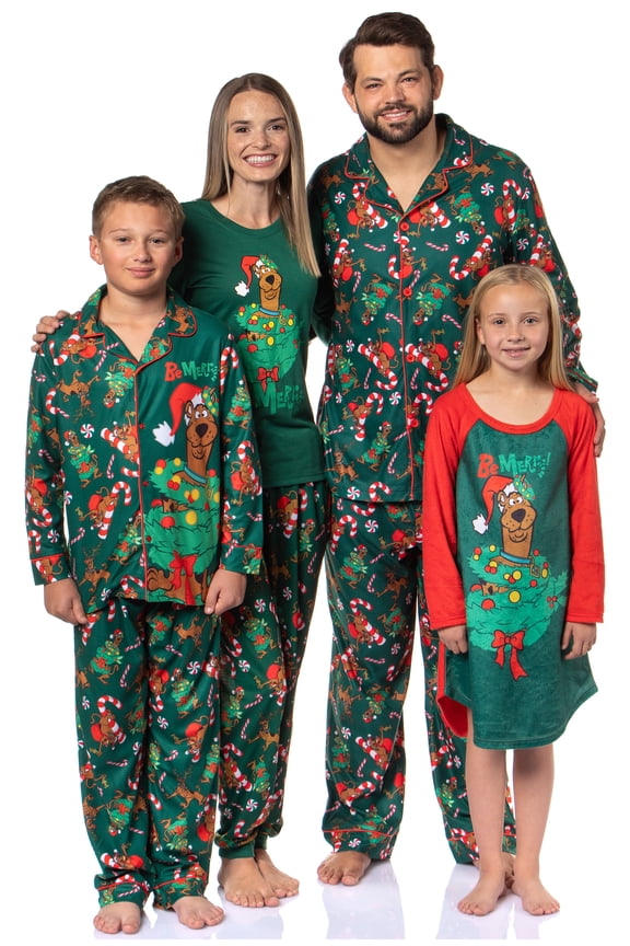Scooby-Doo Matching Family Christmas Character Tree Reindeer Holiday Sleep Pajama Set Loungewear Sleepwear