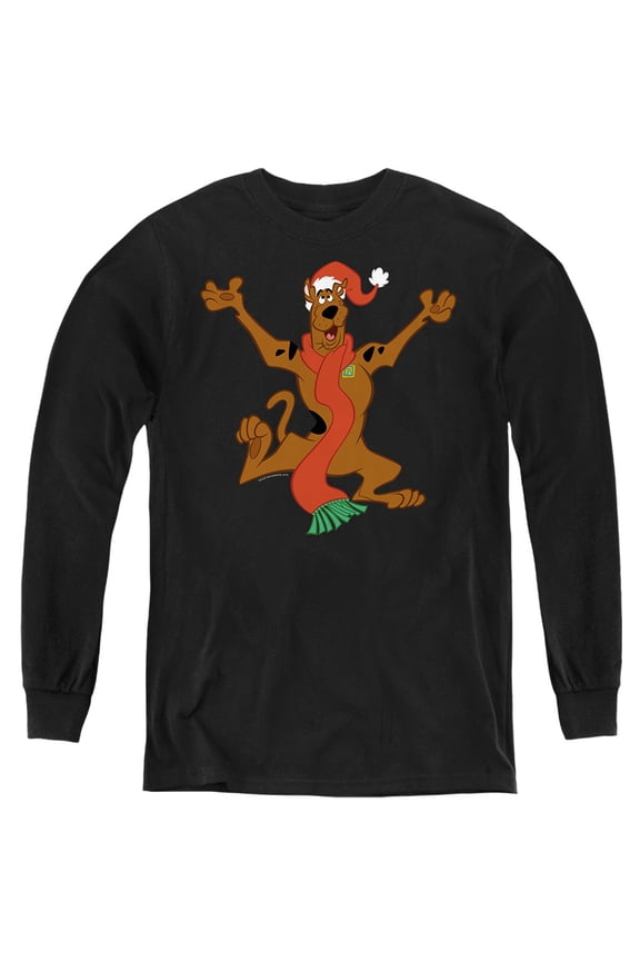 Christmas Hugs Kids Long Sleeve T Shirt (Large) for Youth Boys and Girls, Black