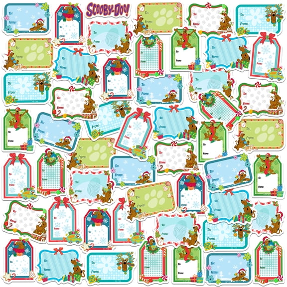 Scooby-Doo Christmas Labels 50Ct Vinyl Large Deluxe Stickers Variety Pack