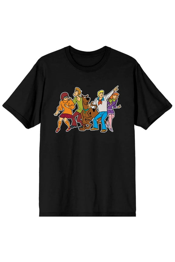 Scooby Doo Classic Cartoon Characters Group Men's Black Graphic Tee-XL