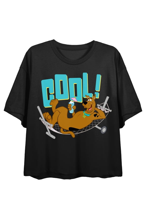 Scooby Doo Cool Chillin' Scooby Crew Neck Short Sleeve Women's Black Crop Top-XS
