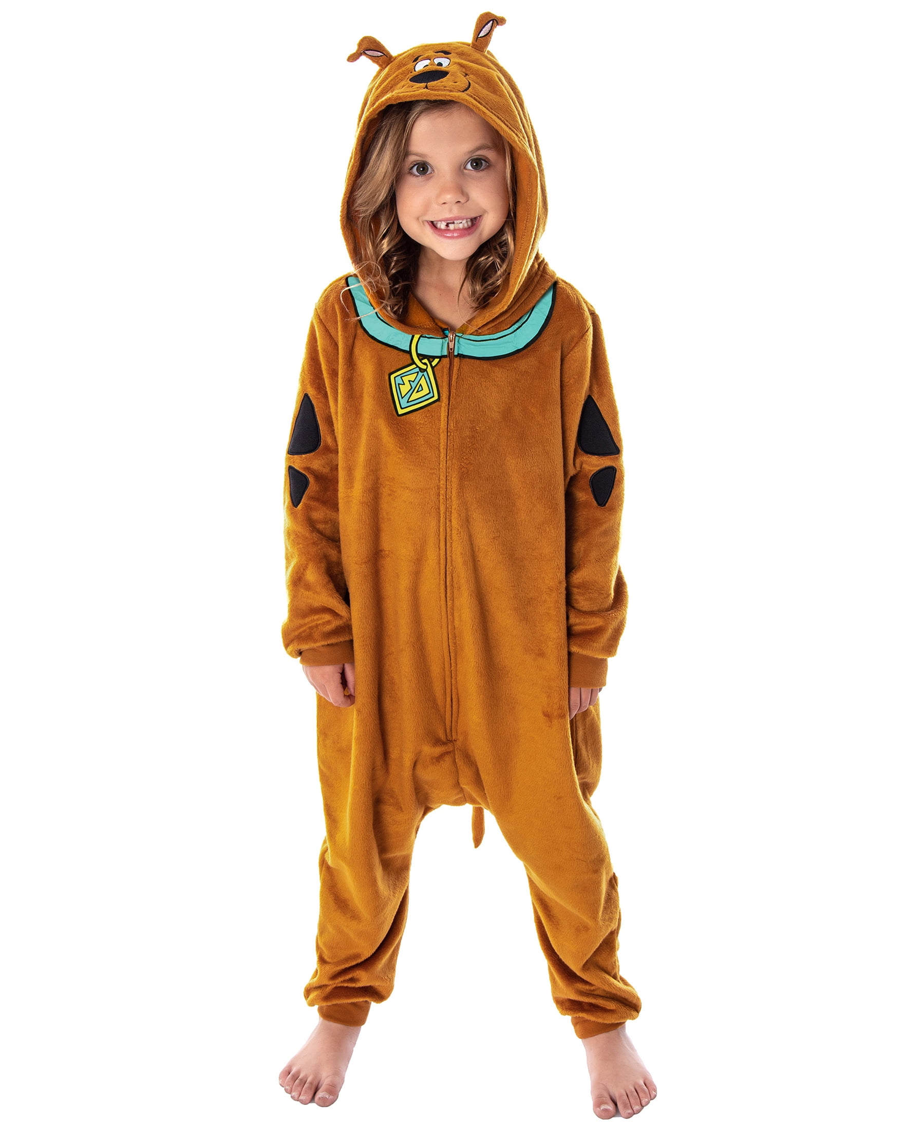 Scooby Doo Girls' Hooded Character Union Suit Lounge One-Piece Pajama Loungewear Sleepwear