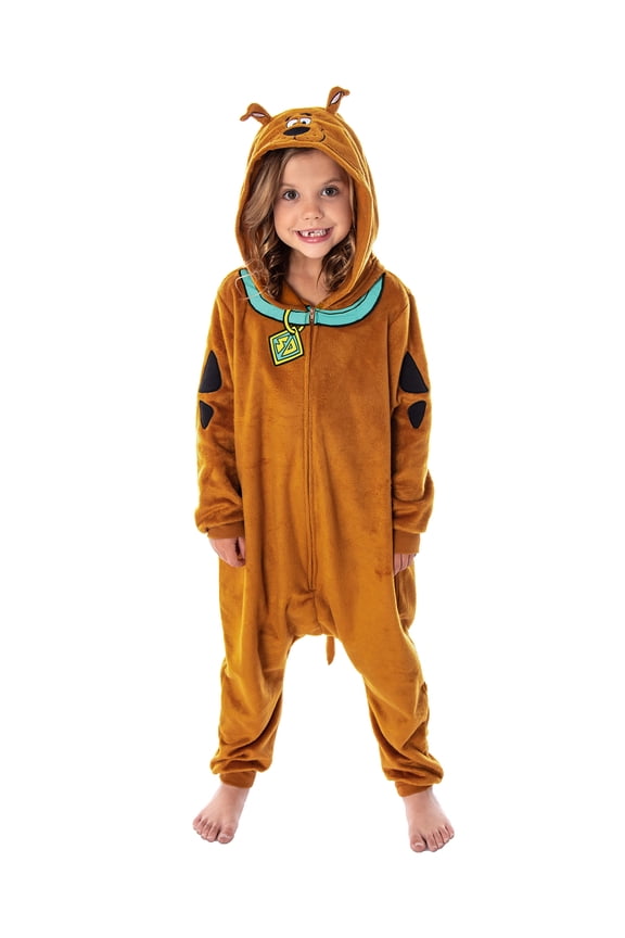 Scooby Doo Girls' Hooded Character Union Suit Lounge One-Piece Pajama Loungewear Sleepwear