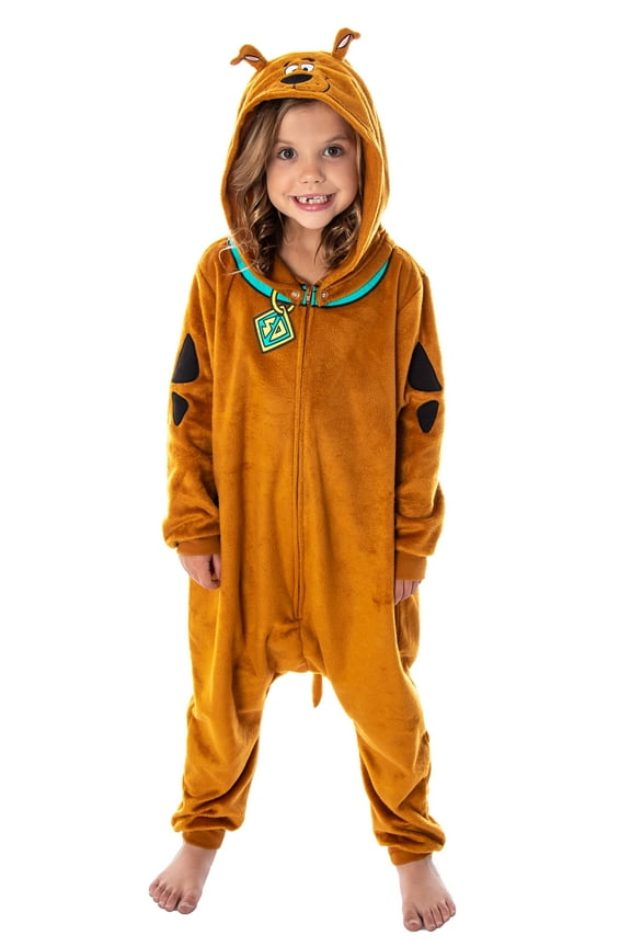 Scooby Doo Girls' Hooded Character Union Suit Lounge One-Piece Pajama Loungewear Sleepwear