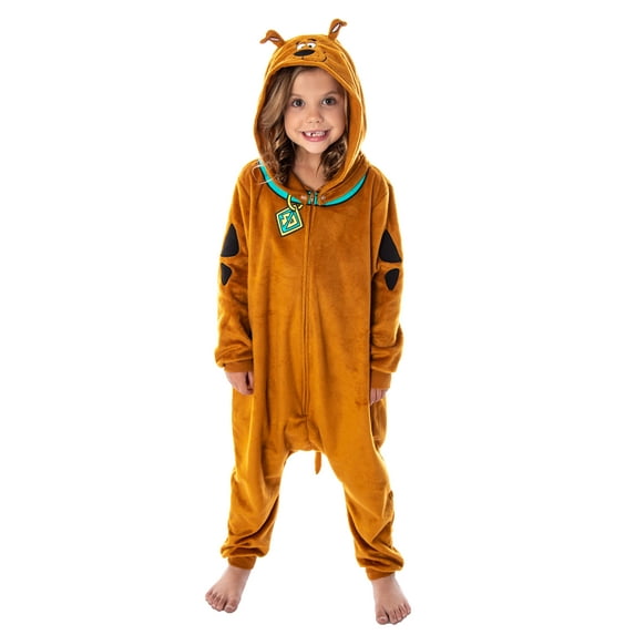Scooby Doo Girls' Hooded Character Union Suit Lounge One-Piece Pajama Loungewear Sleepwear