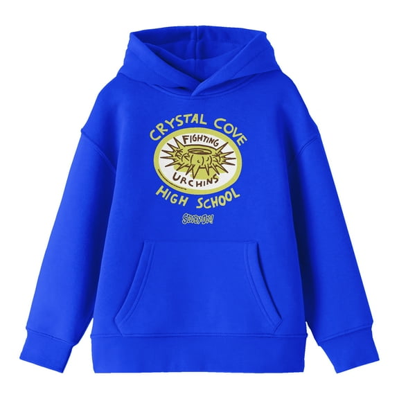 Scooby Doo Crystal Cove High School Badge Long Sleeve Royal Blue Youth Hooded Sweatshirt-Medium