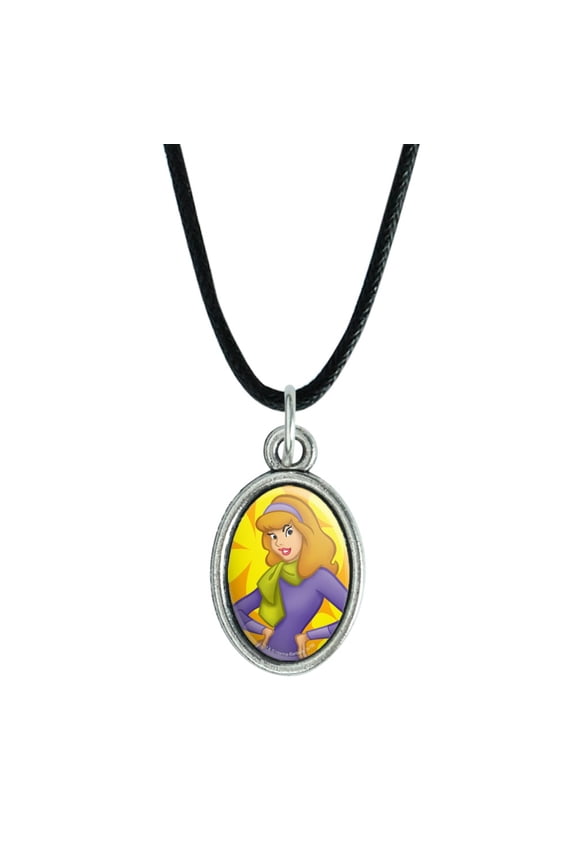Scooby Doo Daphne Character Antiqued Oval Charm Pendant with Black Satin Cord