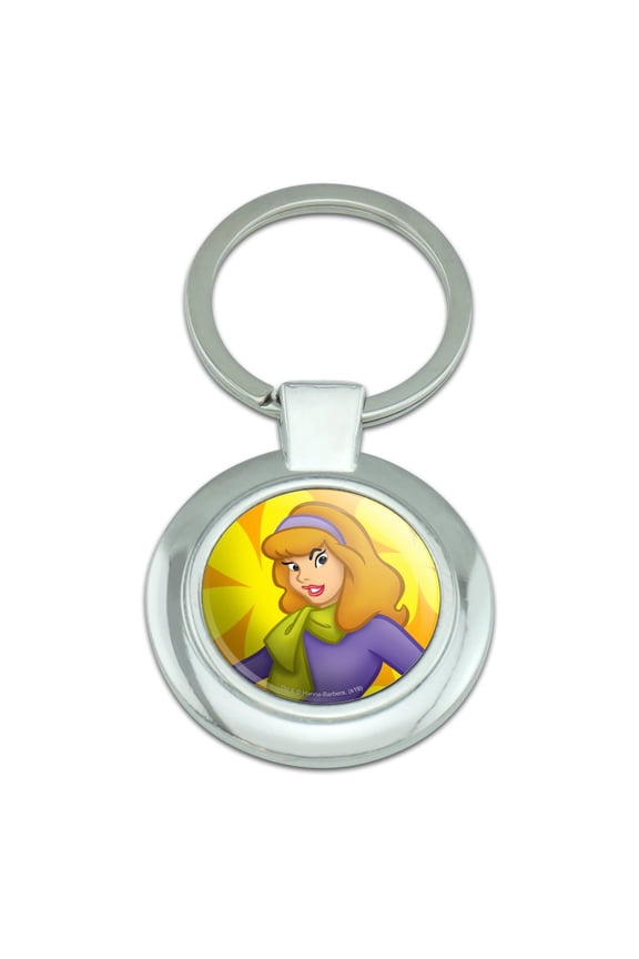 Scooby Doo Daphne Character Keychain Classy Round Chrome Plated Metal