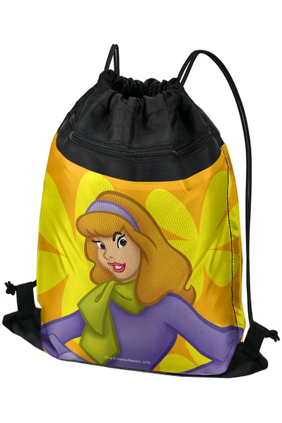 Scooby-Doo Daphne Character Pattern Drawstring Backpack Sports Bag Sackpack 17" x 13", Perfect for Gym, Yoga or Practice