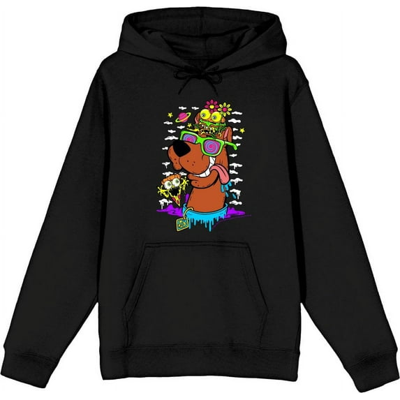 Scooby-Doo Dog With Shades Adult Black Long Sleeve Hoodie-Large