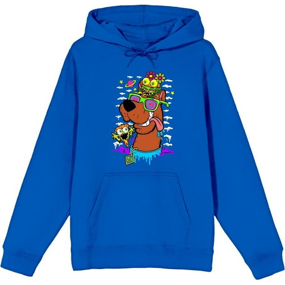 Scooby-Doo Dog With Shades Adult Blue Long Sleeve Hoodie-3XL