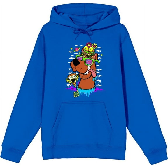 Scooby-Doo Dog With Shades Adult Blue Long Sleeve Hoodie-Medium