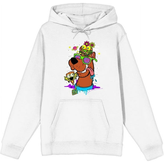Scooby-Doo Dog With Shades Adult White Long Sleeve Hoodie-Large